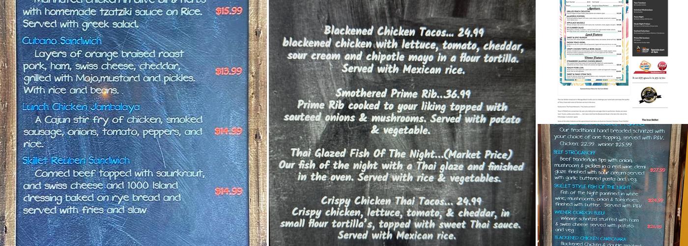 The Iron Skillet Menu
