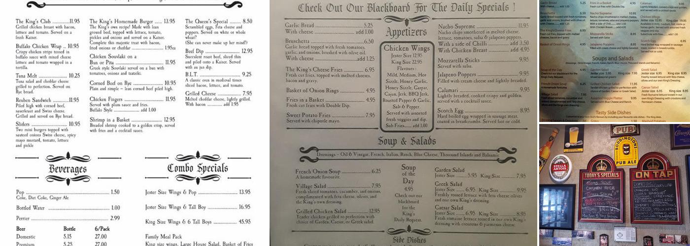 King George’s Arms Menu