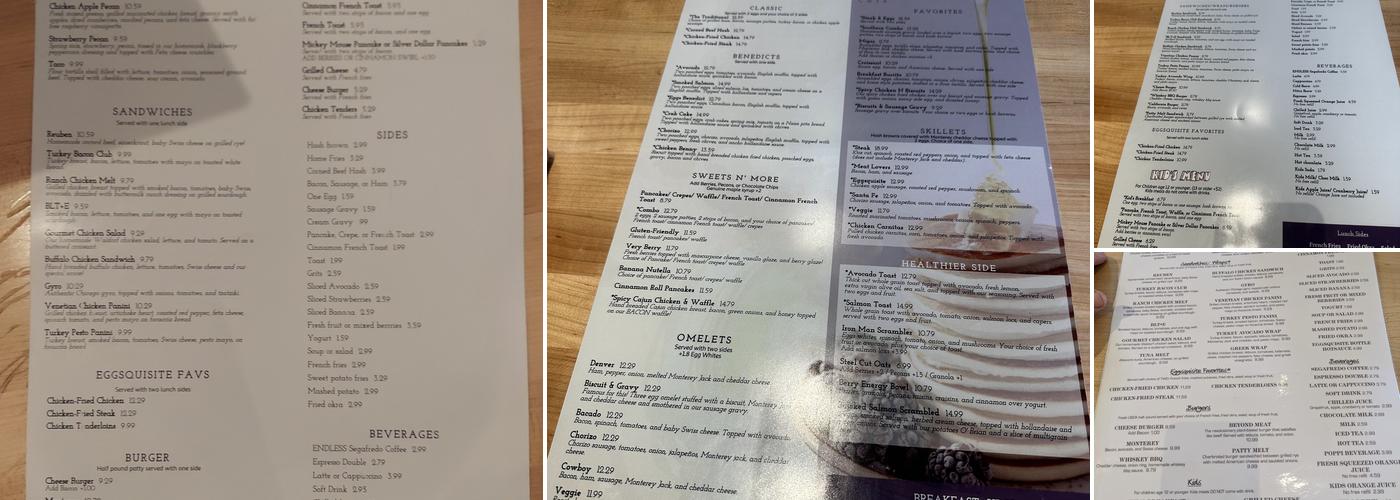 Eggsquisite Cafe Menu