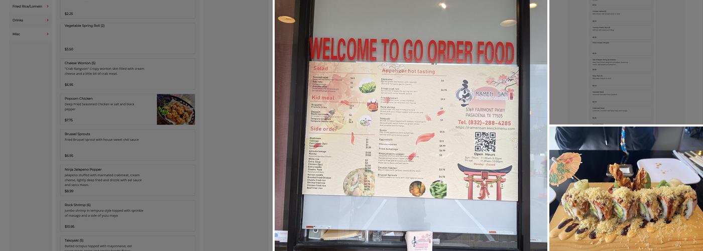 Sam Ramen Menu
