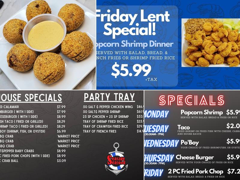 Seaside Seafood Menu