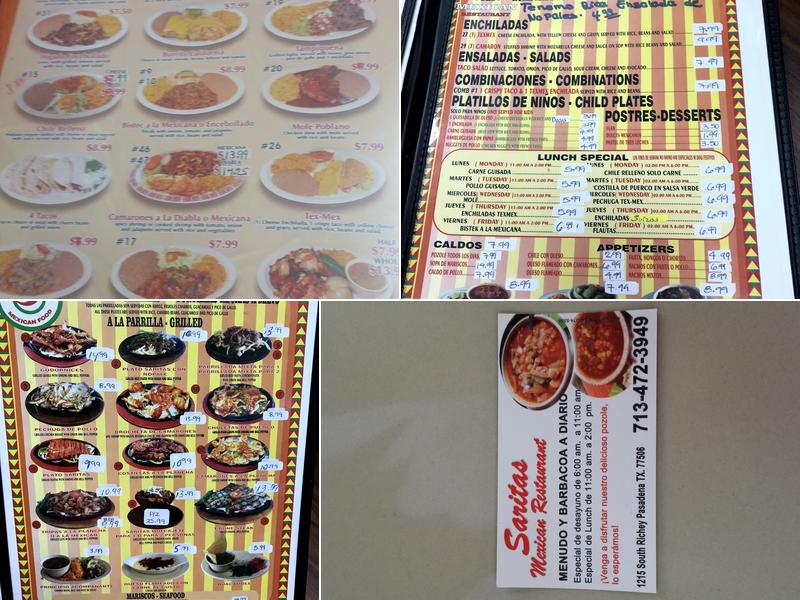 Sarita's Menu