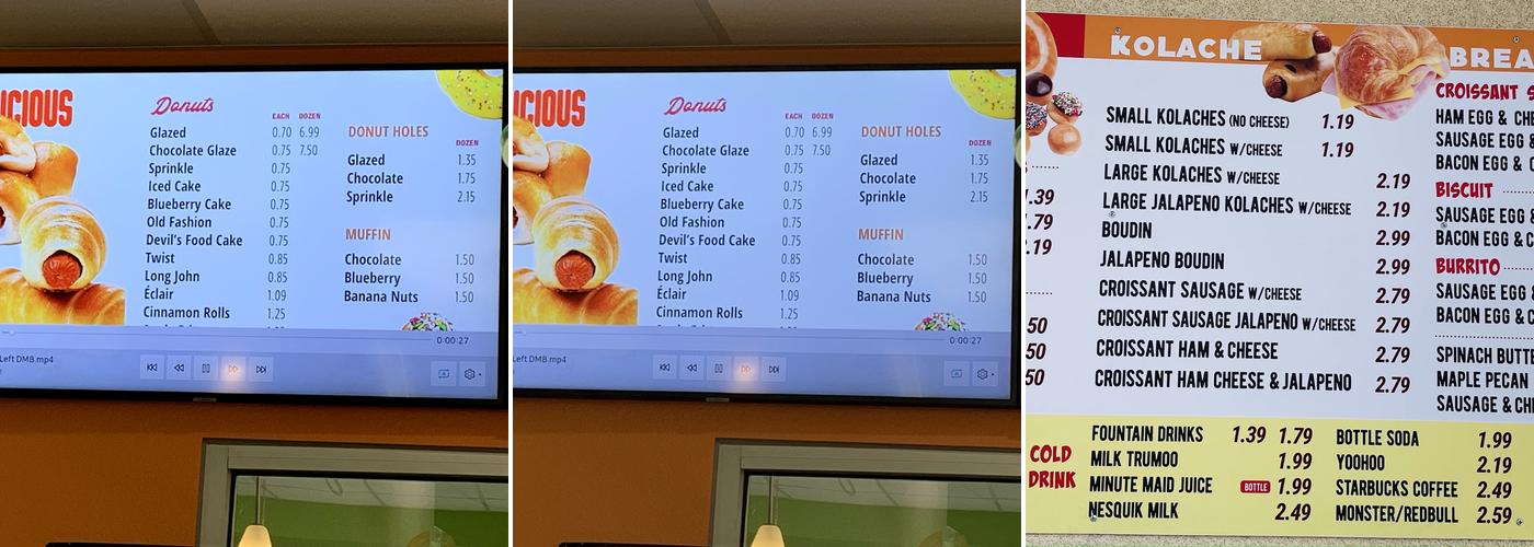 Honey Donuts Menu