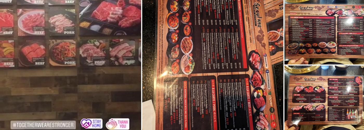 Seoul BBQ Menu
