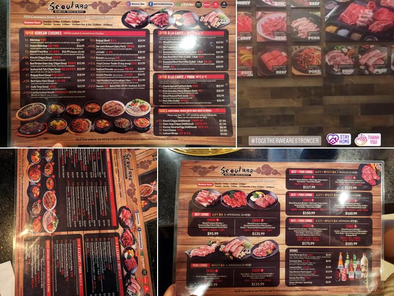 Seoul BBQ Menu