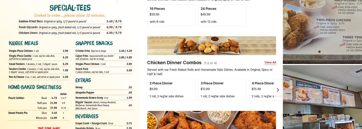 Ezell's Famous Chicken Menu