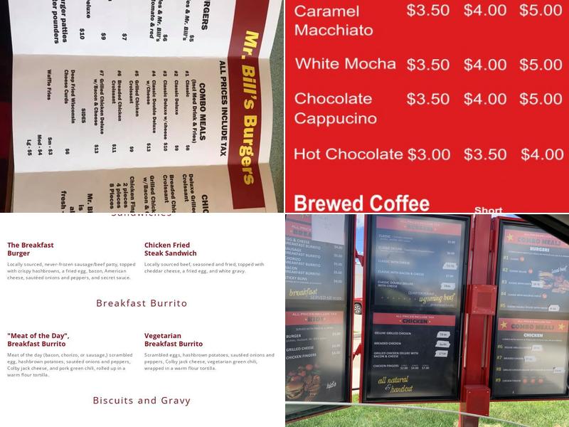 Mr. Bill's Burgers Menu