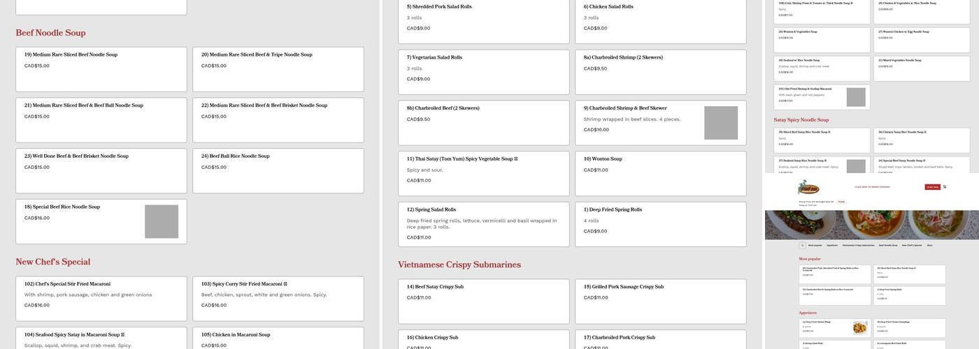 Pho 501 Menu