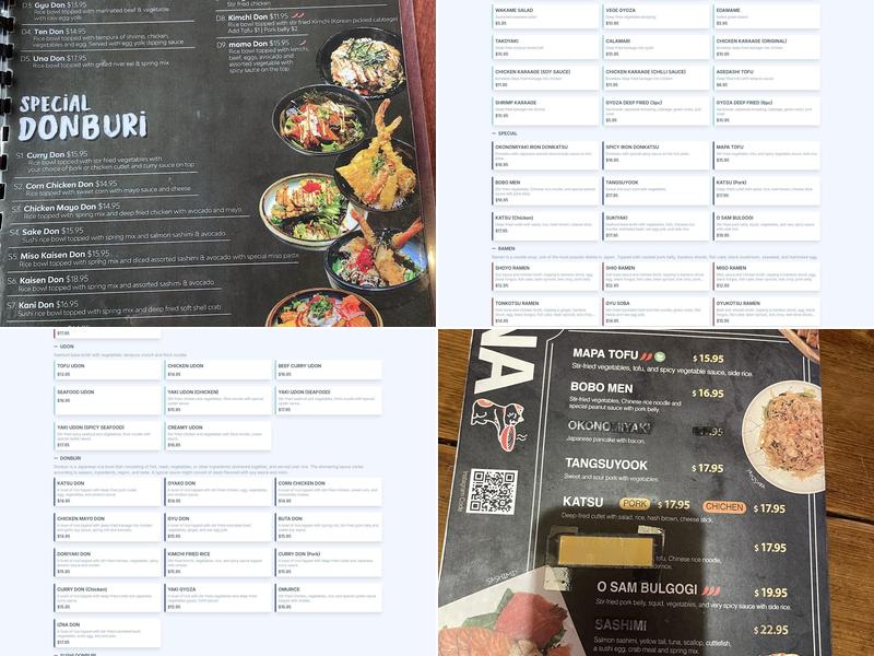 MoMo kimbap and japanese noodles Menu