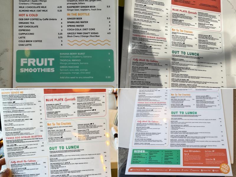 OEB Breakfast Co. Menu