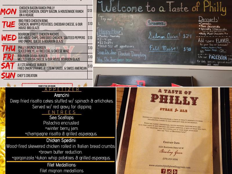 A Taste of Philly Steak & Ale Menu