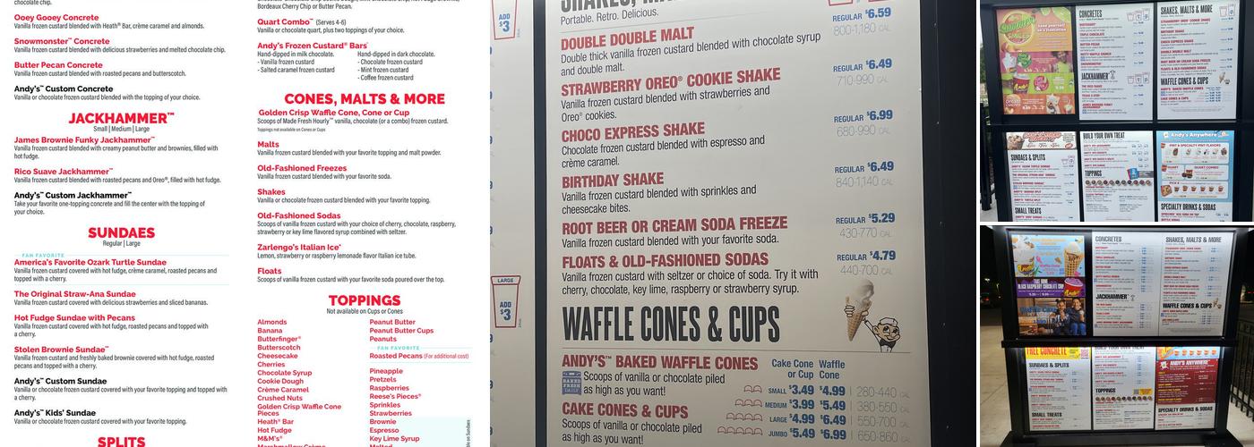 Andy's Frozen Custard Menu