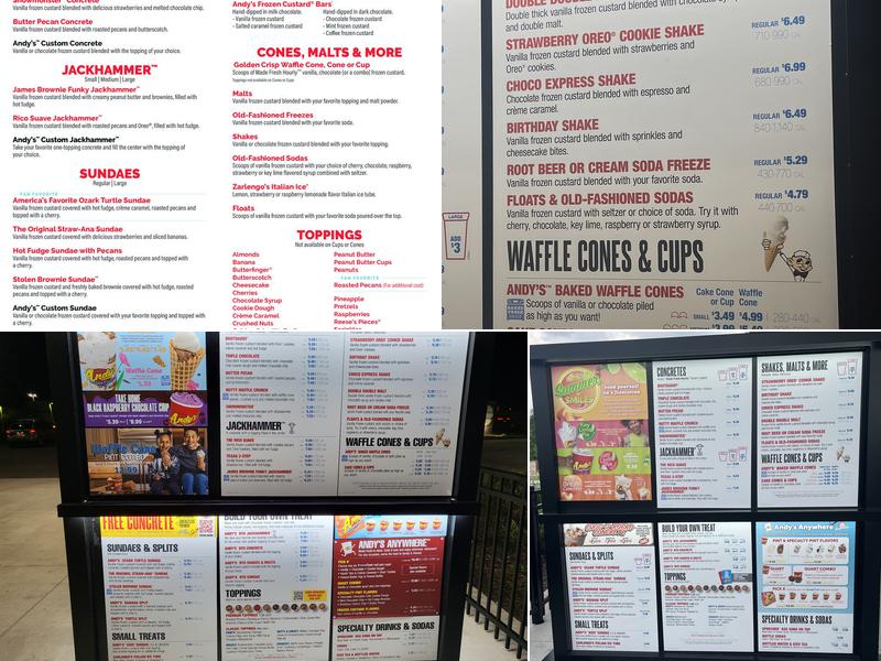 Andy's Frozen Custard Menu