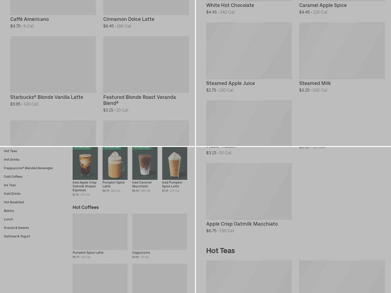 Starbucks Coffee Company Menu
