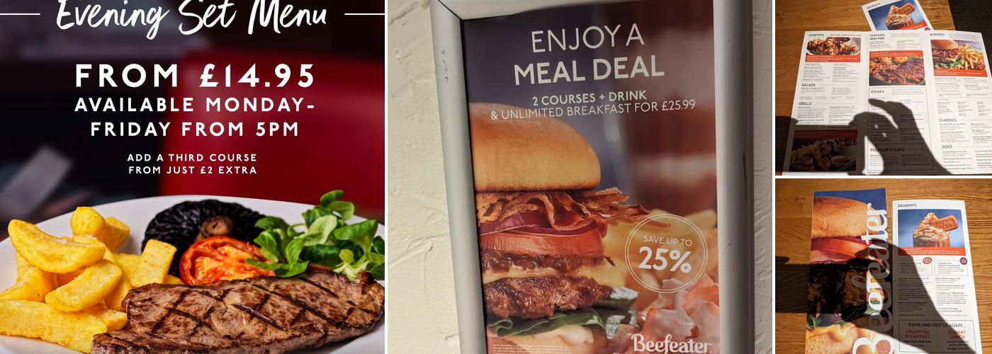 The Millfield Beefeater Menu