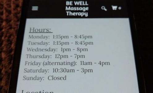 BE WELL Massage Therapy, LLC 16645 West Greenfield Avenue, New Berlin Wisconsin 53151