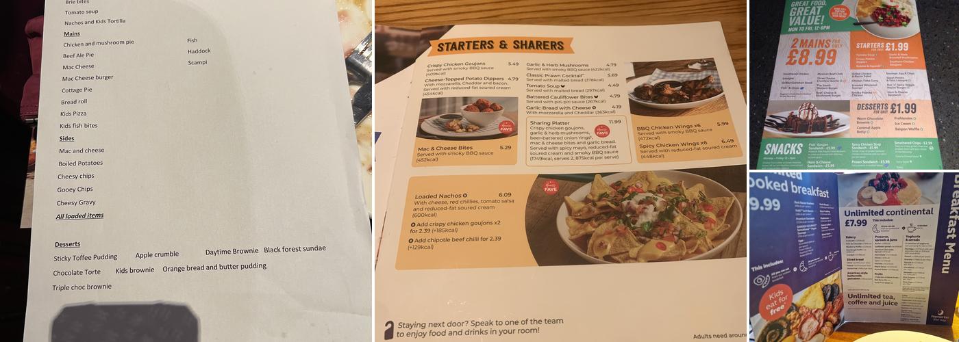 Burton House Brewers Fayre Menu