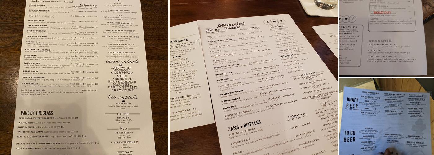 Perennial on Lockwood Menu