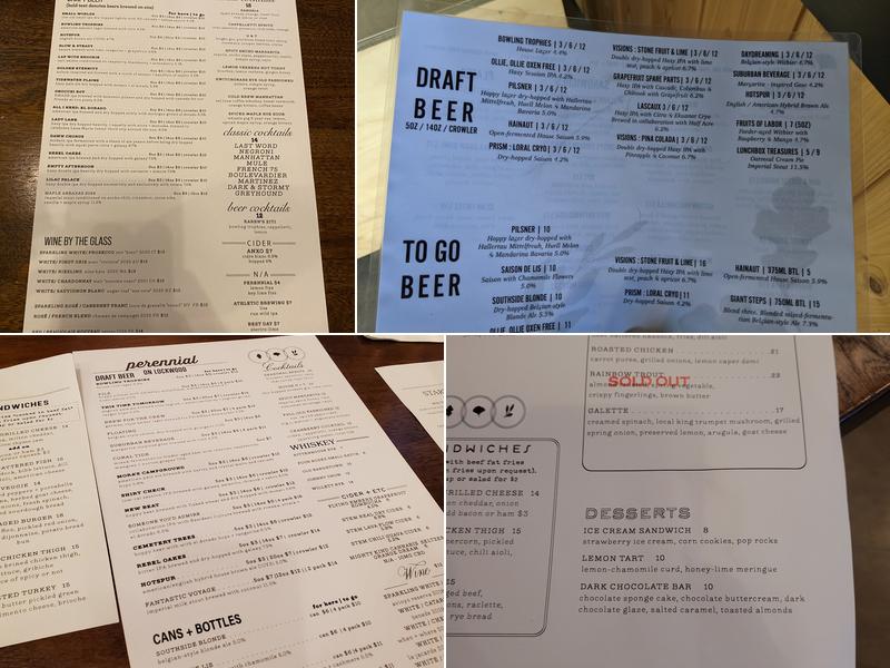 Perennial on Lockwood Menu