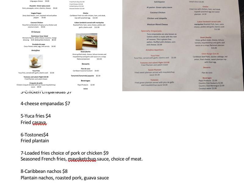 Art Caribbean Fusion Cuisine Menu