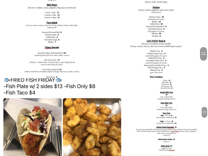 AJ’s Tex-Mex & BBQ Menu