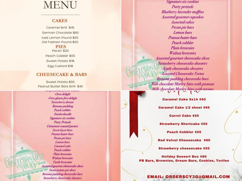 Confectionately Yours by GGG Menu