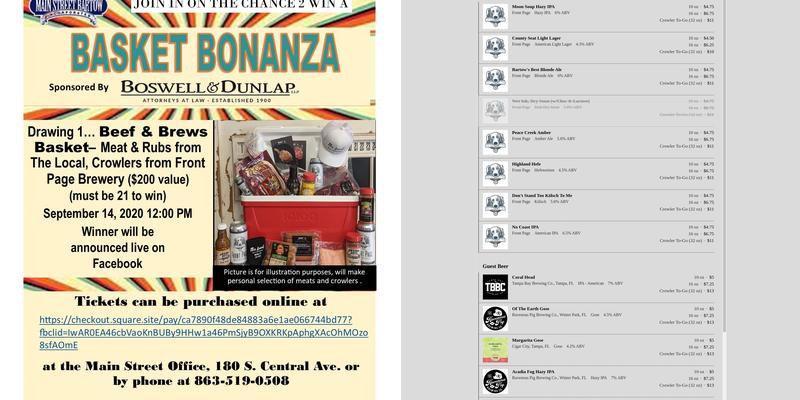 Front Page Brewing Company Menu