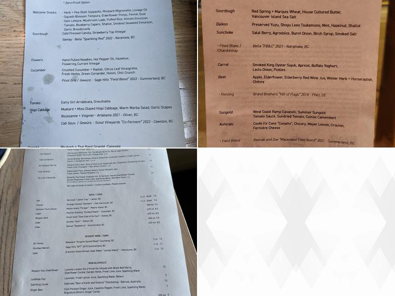 The Acorn Restaurant Menu