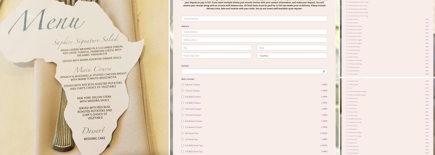 Pure Elegance Event Planner Inc Menu