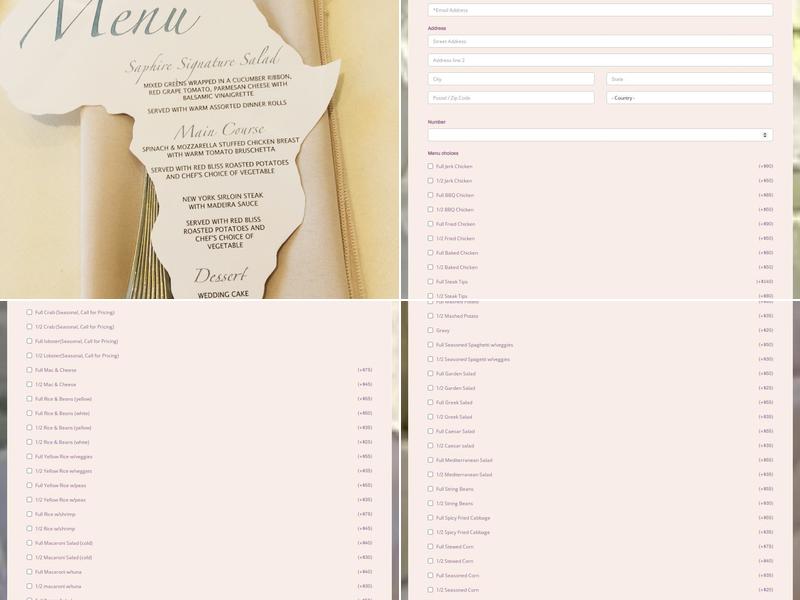 Pure Elegance Event Planner Inc Menu