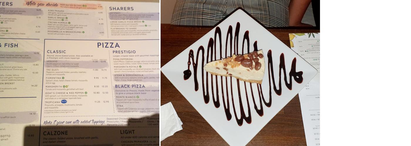Prezzo Italian Restaurant Spalding Menu