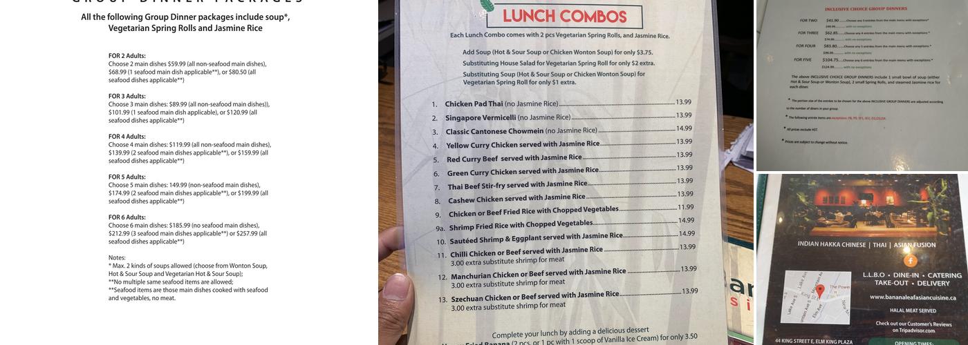 Banana Leaf Asian Cuisine Menu