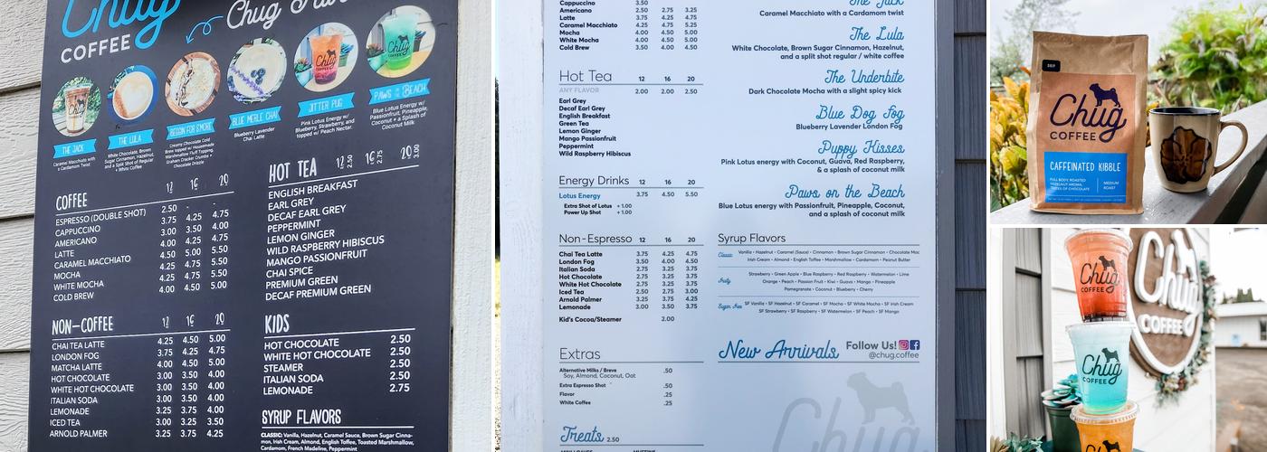 Chug coffee Menu