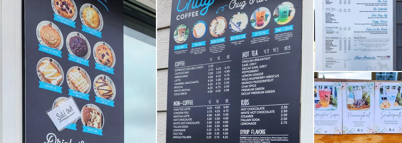 Chug coffee Menu