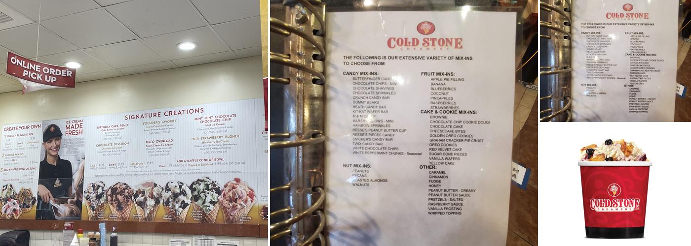 Cold Stone Creamery Menu