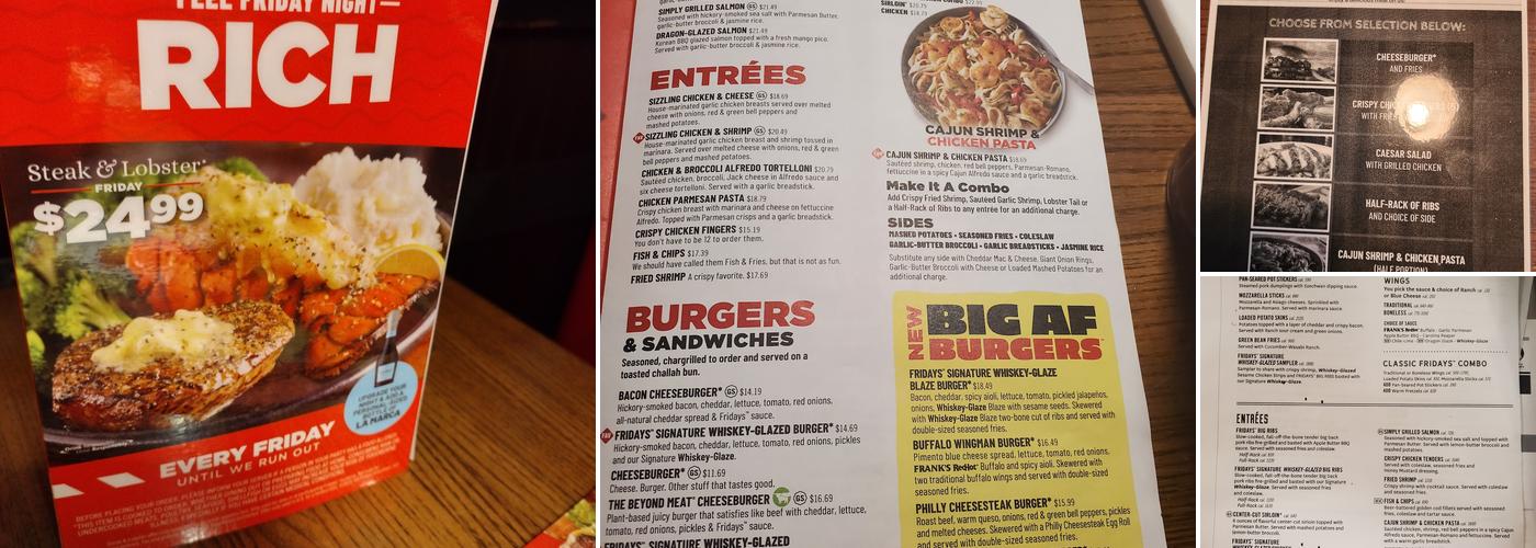 TGI Fridays Menu