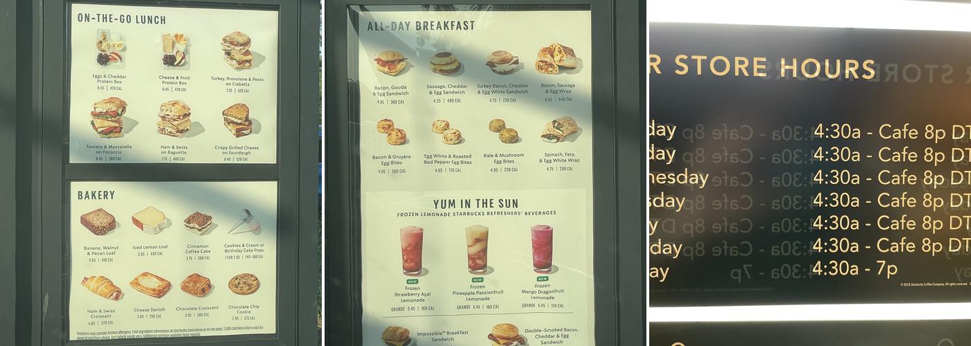 Starbucks Menu