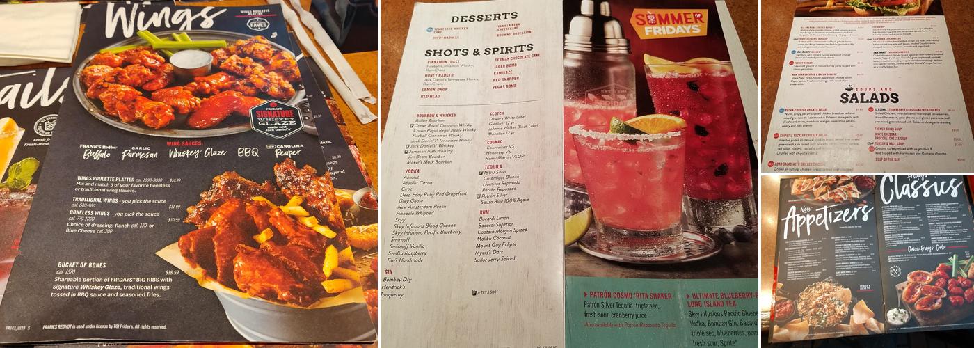 TGI Fridays Menu