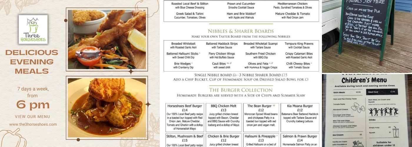 Three Horseshoes Pub Menu