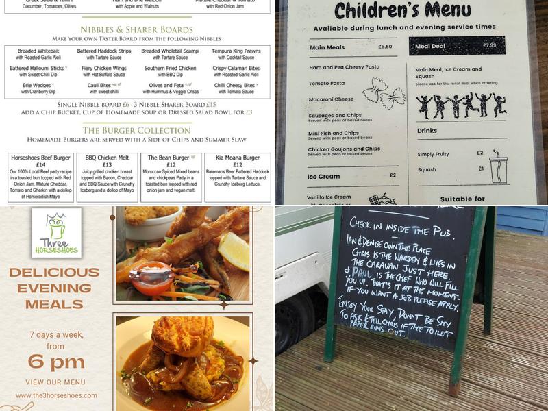 Three Horseshoes Pub Menu