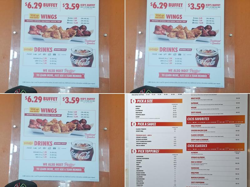 Cicis Pizza Menu
