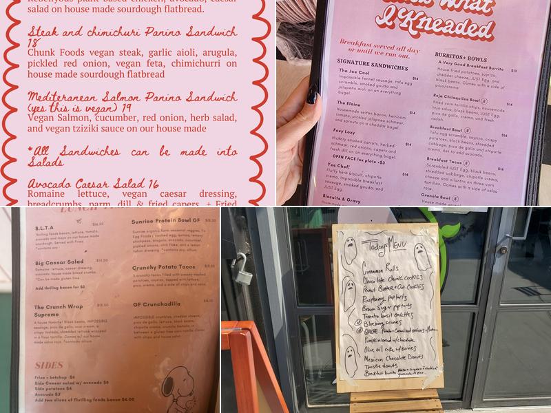 Just What I Kneaded Menu