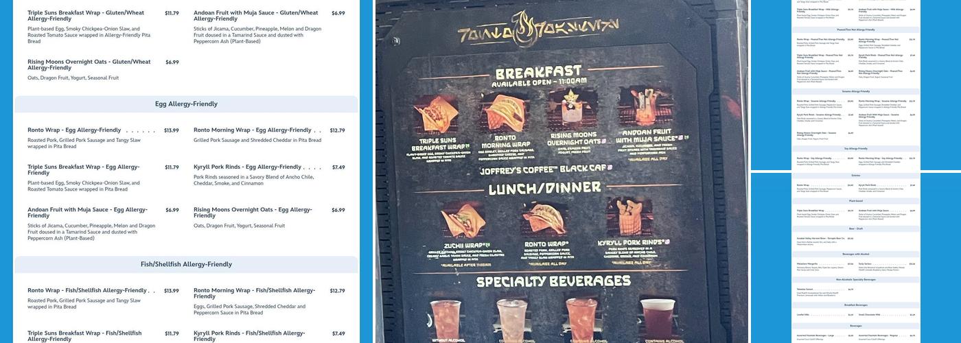 Ronto Roasters Menu