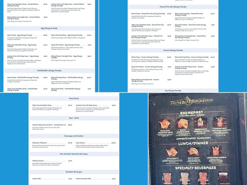 Ronto Roasters Menu
