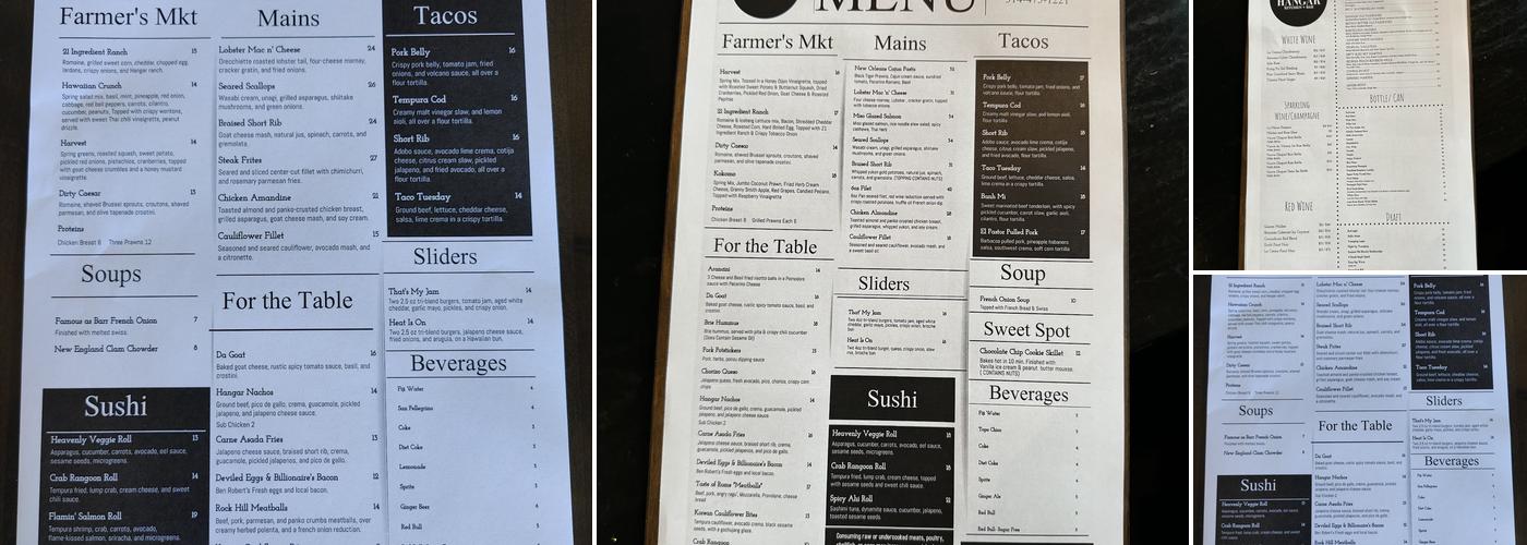 Hangar Kitchen + Bar Menu