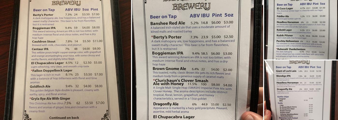 Dancing Kilt Brewery Menu