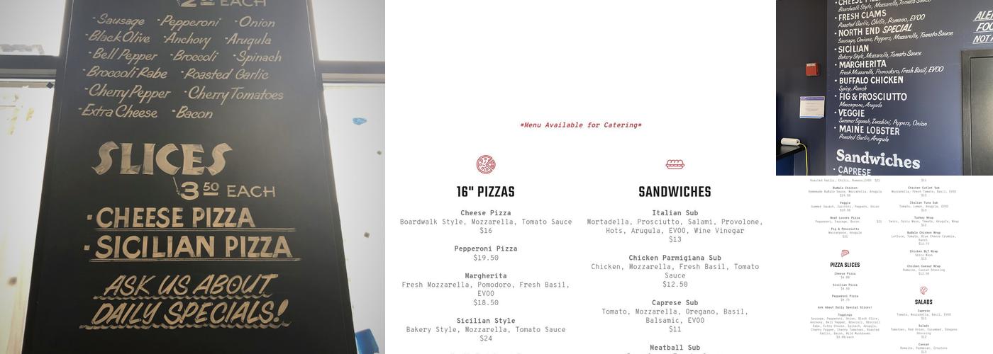 Boardwalk Pizza Menu