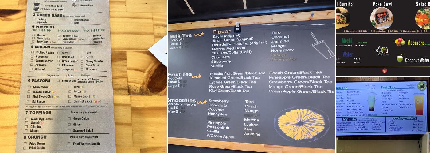 Taichi Bubble Tea Menu