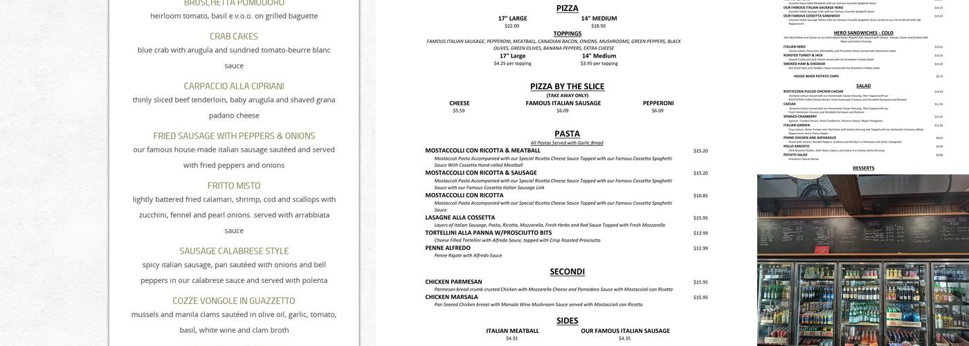 Pasticceria Menu