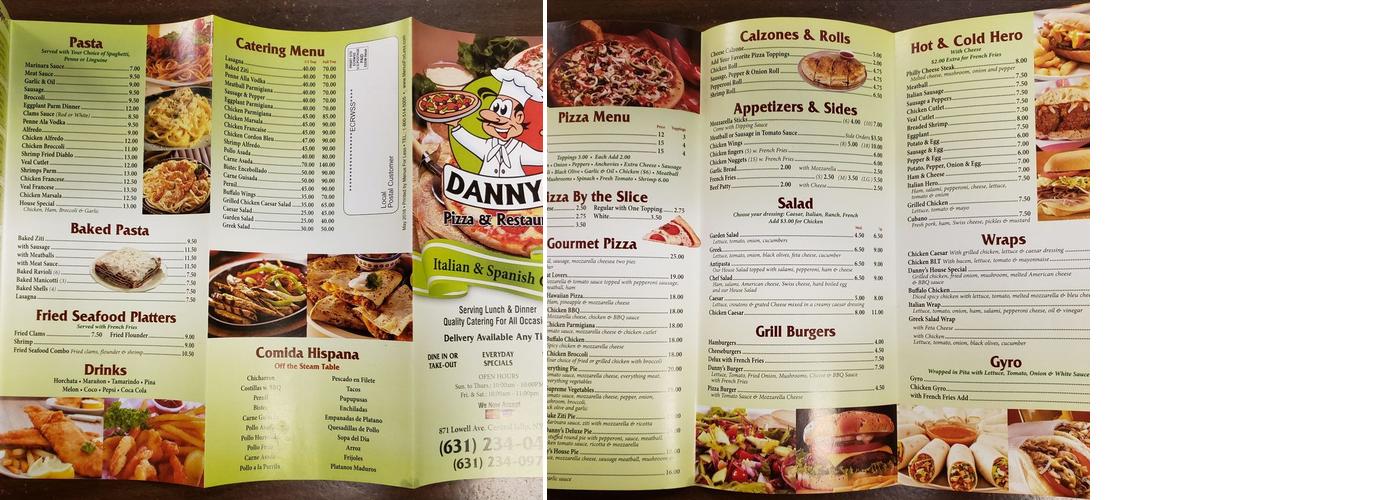Danny's Pizza/Comida Hispana Menu